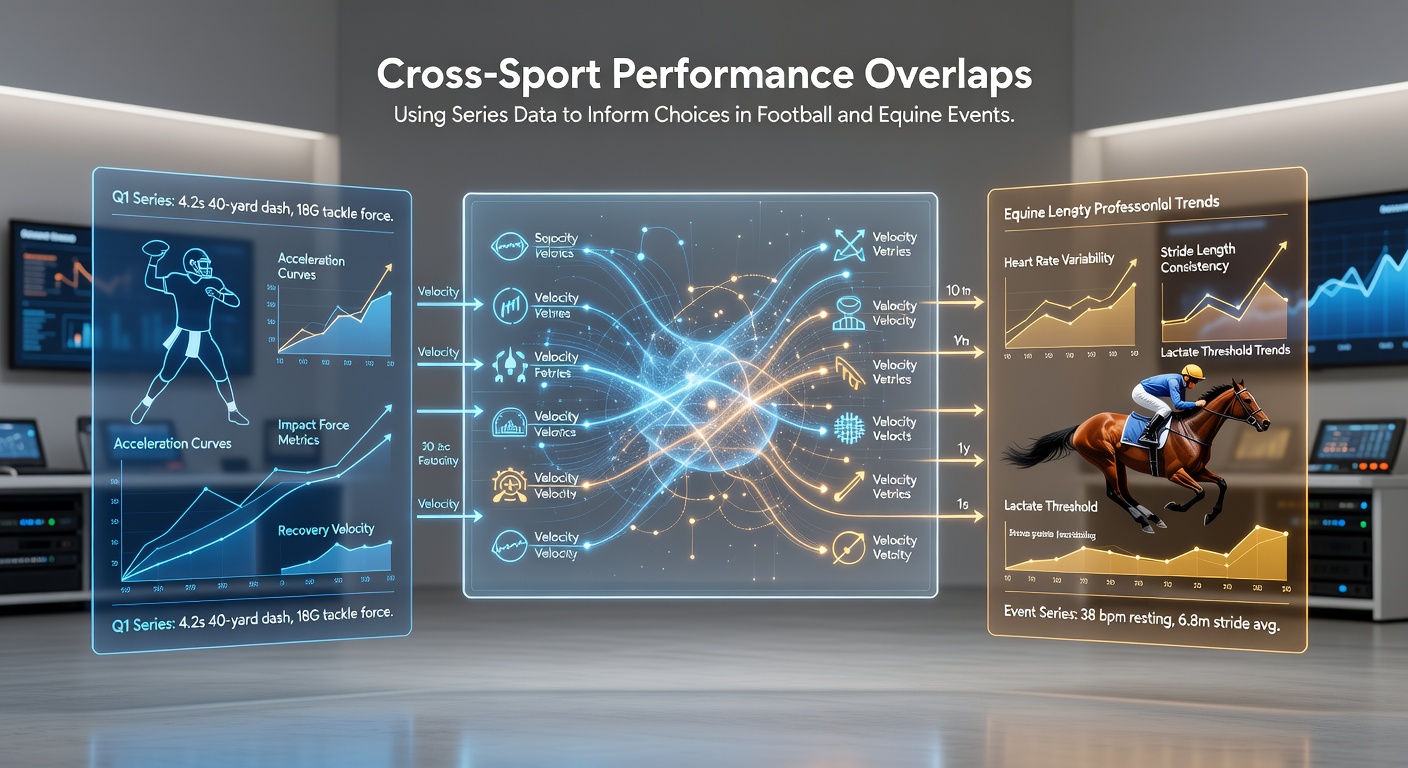 Analysis charts showing series data patterns linking football and equine performance metrics