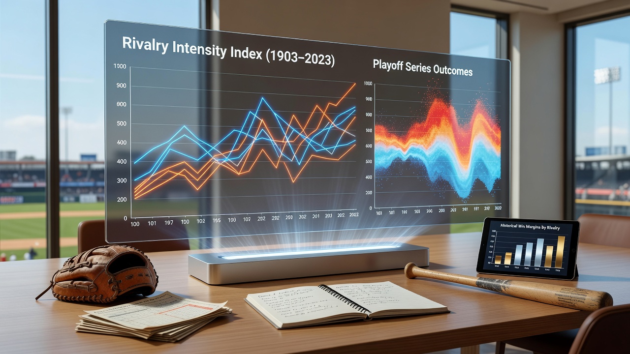 Historical baseball playoff rivalry chart showing intensity patterns across multiple series