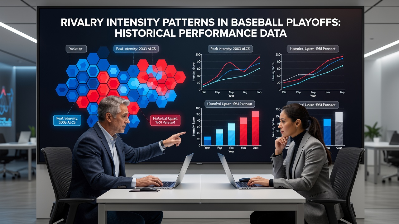 Data visualization of baseball playoff series length and win percentages in rivalry versus non-rivalry matchups