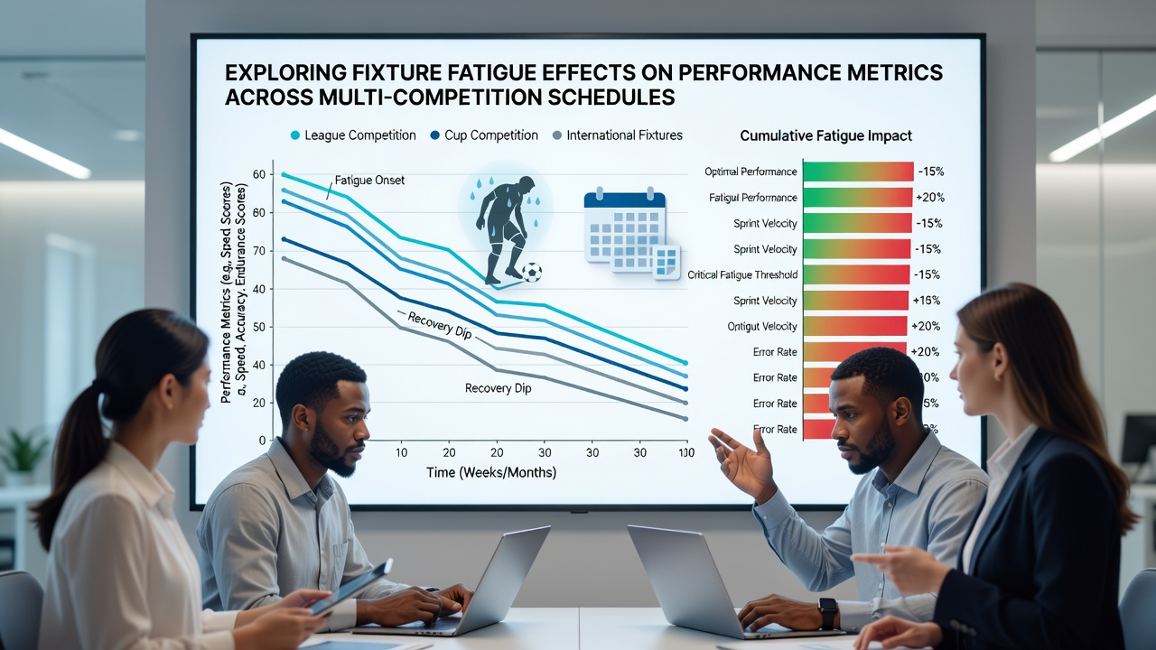 Performance analytics dashboard displaying fatigue indicators during a multi-competition period