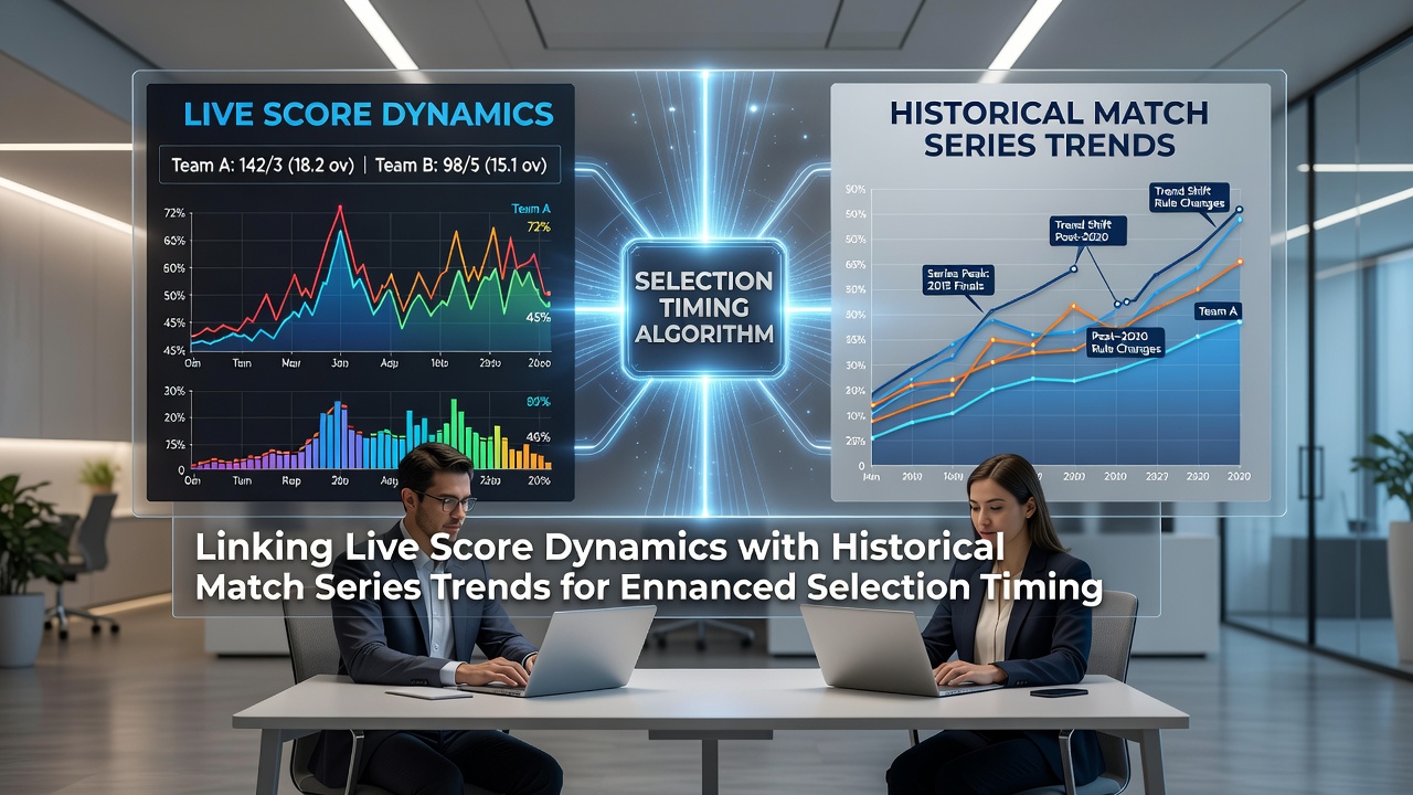 Data visualization charts merging live match statistics with long-term series performance trends