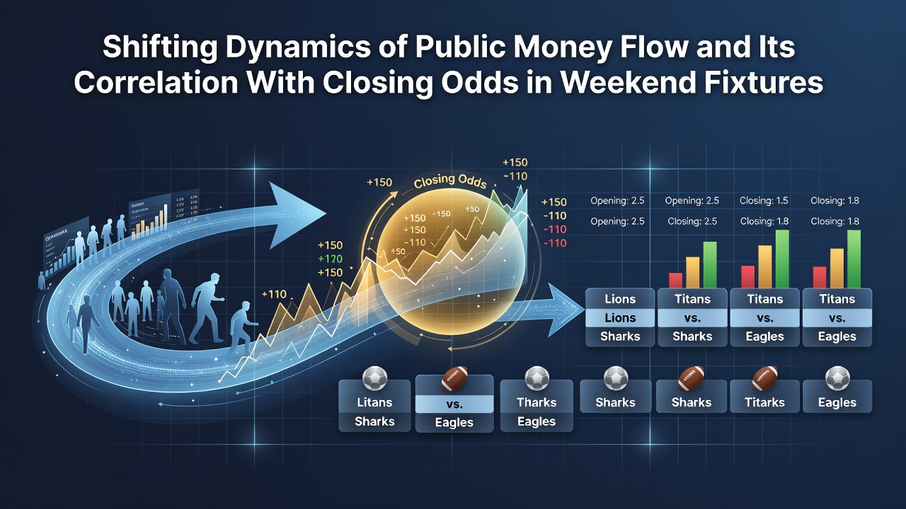 Visualization of public money flow trends across betting markets for weekend fixtures