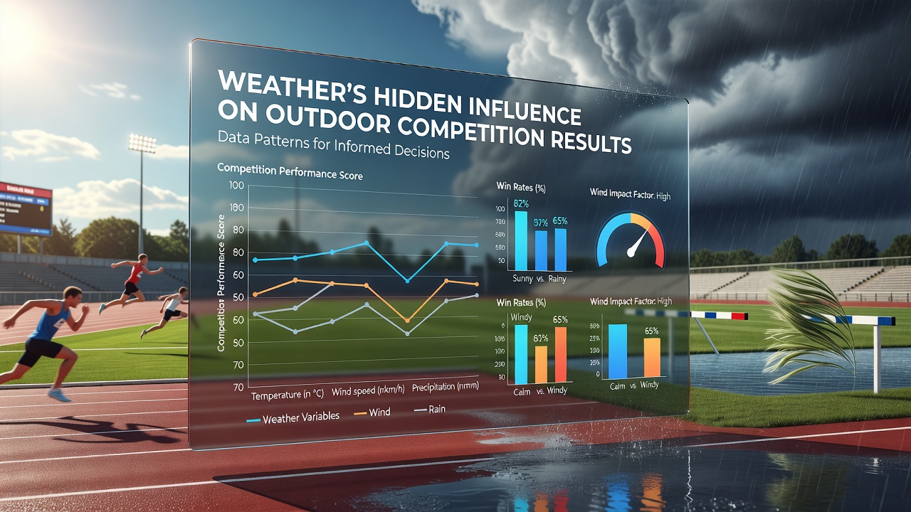 Weather data charts overlaid on an outdoor sports field